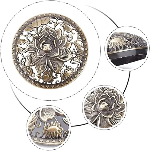 Vista 4 de GORGECRAFT 2 piezas de cubierta de vela de loto perfumado cubierta de velas de bronce con tapa de flores de bronce, velas de aleación de bronce