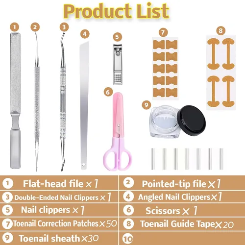 Vista 7 de Kit corrector de uñas encarnadas – tiras, parche, lima y levantador Breathable Ingrown Toenail Strips and curved toenail patch for home pedicure
