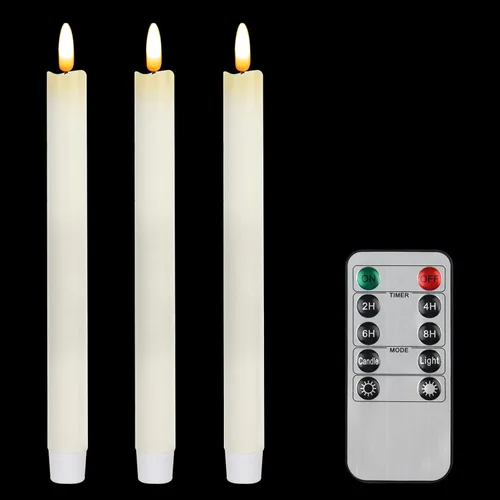 Vista 9 de CVHOMEDECO. Velas cónicas sin llama de cera real con control remoto de 10 teclas, funciona con pilas, luces LED parpadeantes 3D para ventana Naranja