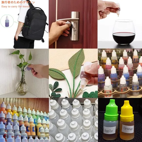 Vista 4 de [6 botellas de plástico con cuentagotas de 1.7 onzas líquidas/1.7 onzas líquidas, con tapa blanca, botellas vacías exprimibles de líquido