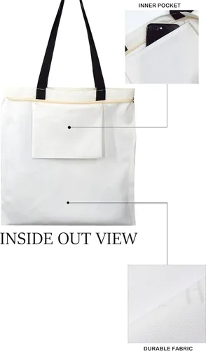 Vista 8 de TeeYee Bolsa de lona para compras, bolsa de playa ligera con asas, bolsas de comestibles reutilizables, adecuadas para actividades de regalo