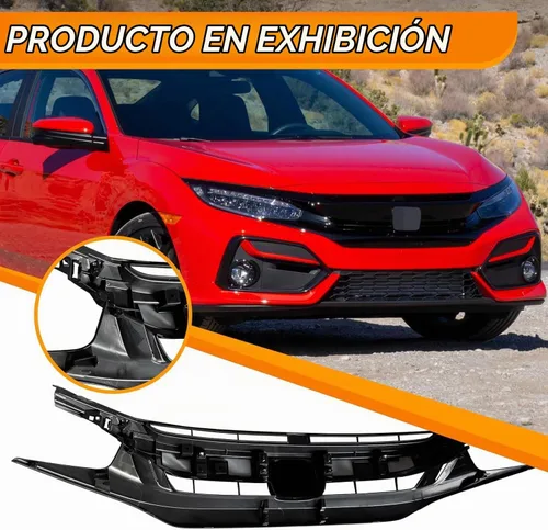 Vista 6 de Rejilla delantera de malla negra mate para defensa delantera Compatible con Honda Civic 2019 2020 2021