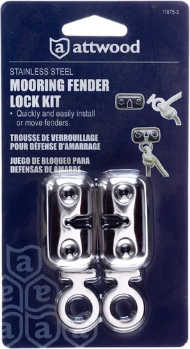 Vista 4 de Attwood 11575-3 Kit de bloqueo de guardabarros de barco de acero inoxidable - Par
