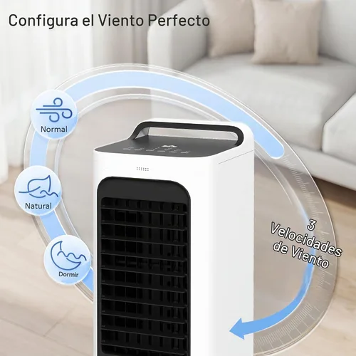 Vista 5 de HOMCOM 26" Evaporative Air Cooler 3-in-1 Ice Cooling Fan with Remote White