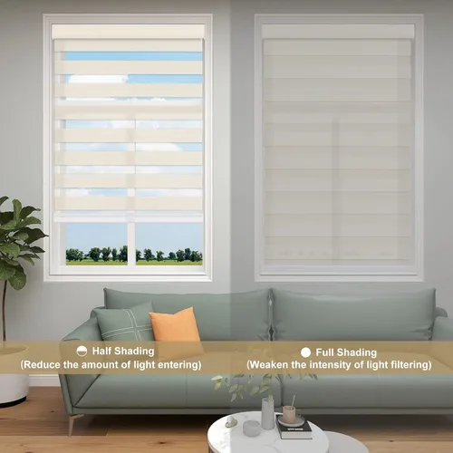 Vista 3 de Changshade Persianas de cebra de tamaño personalizado, sin cordones, para interiores, privacidad, doble capa para sala de estar, dormitorio, baño
