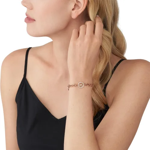 Vista 2 de Michael Kors Pulsera de cadena de acero inoxidable para mujer con detalles de cristal Acero inoxidable