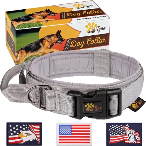 Vista 11 de ADITYNA Collar táctico para perros medianos, acolchado suave, resistente, de servicio, ajustable, militar, K9 rojo mediano con asa