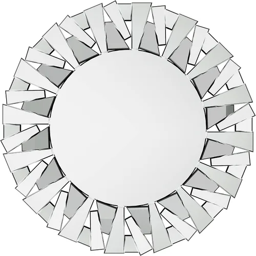 Vista 8 de Espejo Decorativo Redondo Plateado: 31.5 in Pared Vanity-Mirror Biselado Elegante espejo de cristal circular para baño con elegantes bordes