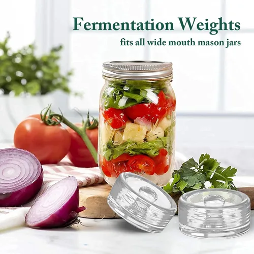 Vista 5 de Pesas de vidrio de fermentación con mango de fácil agarre para frascos Mason, sin plomo, lavables (2 piezas)