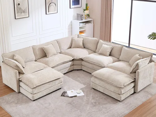 Vista 33 de GNIXUU Sofá modular de 76 pulgadas, sofá biplaza beige de 2 plazas, cómodos asientos de felpilla de 25 pulgadas de profundidad con 2 almohadas