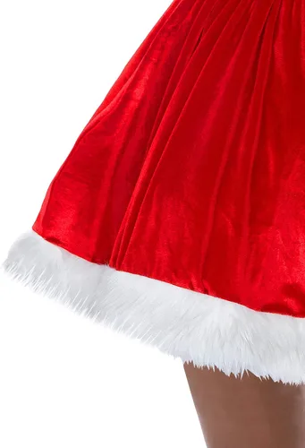 Vista 2 de Disfraz de Papá Noel para mujer diseño de Papá Noel con cuello en V color rojo