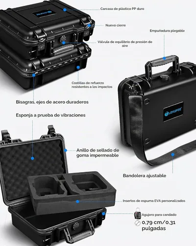 Vista 3 de Lekufee - Funda rígida impermeable para DJI Mini 5 Pro, Mini 4/3, Lito X1