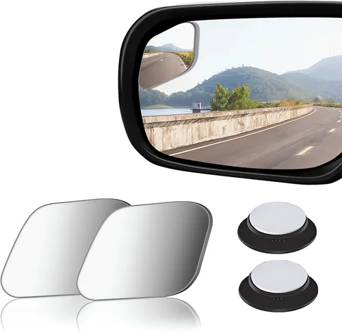 Vista 14 de 2 piezas de espejos para punto ciego, 2 pulgadas, redondos, de vidrio HD, espejos convexos de 360° de ángulo amplio para visión lateral y trasera