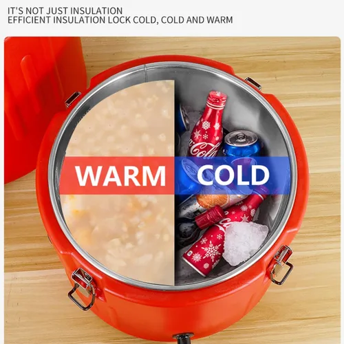 Vista 2 de Transportador de sopa aislado, portátil, comercial, caliente y caliente, calentador de alimentos, enfriador de barril de aislamiento grande, forro