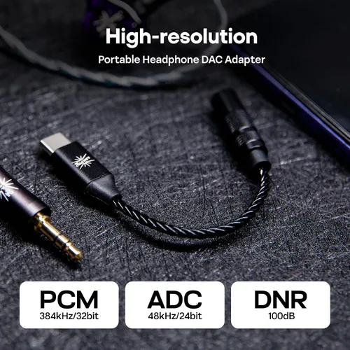 Vista 5 de Linsoul Kiwi Ears AD1 Tipo-C a 0.138 in Cable adaptador DAC de auriculares hembra USB C a Aux IEM Dongle con chip KT02H20, alta resolución