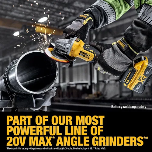 Vista 3 de DEWALT Amoladora angular inalámbrica sin escobillas de 20V MAX XR, 4-1/2 pulg. - 5 in., Velocidad variable, antirrotación, interruptor de paleta