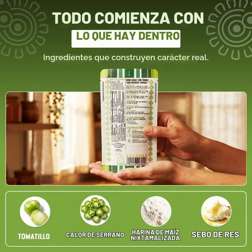 Vista 4 de San Miguel - Tamales de salsa verde para microondas, sebo de res, 0.35 oz