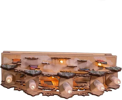 Vista 9 de Kurt S. Adler Belén de madera iluminado con pilas de 11 pulgadas con velas