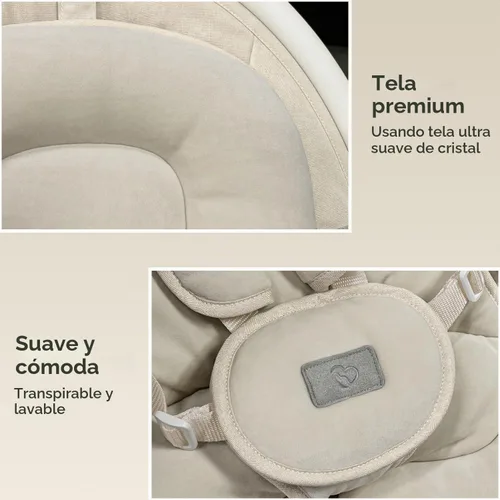Vista 6 de Columpio para bebés BabyBond para bebés, columpio Bluetooth con altavoz de música, 3 posiciones de asiento, cinturón de arnés de 5 puntos, 5