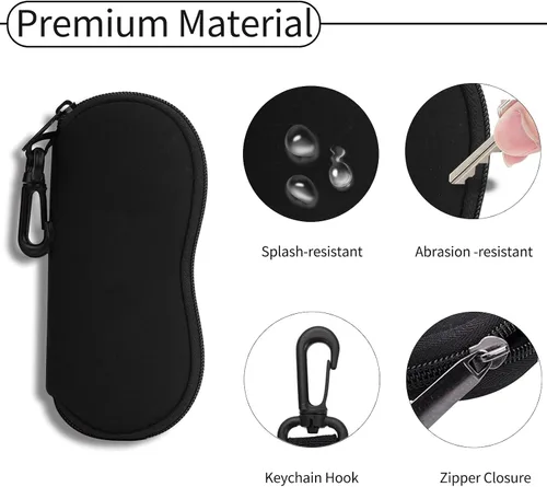 Vista 3 de Hion Sunglasses Case Ultra Light Neoprene Zipper Eyeglass Soft Case with Belt Clip