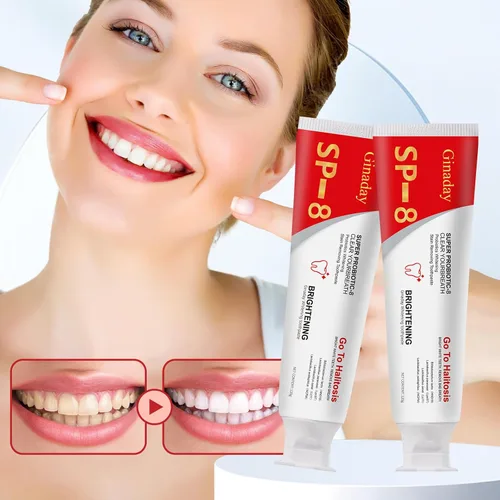 Vista 2 de 2 piezas de pasta de dientes probiótica SP-8, cuidado de limpieza profunda, aliento fresco con microbiota oral probiótico.