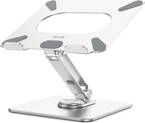 Vista 10 de BESIGN LSX7 - Soporte para laptop con base giratoria de 360°, elevador ergonómico ajustable para portátil, soporte plegable para computadora Negro