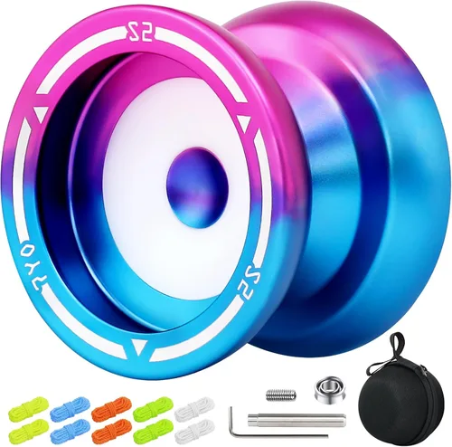 Vista 8 de Yoyo profesional S2 para niños y adultos, Yo Yo Yo de metal sensible Yoyo que no responde, yoyo de doble propósito + rodamiento KK + 10 cuerdas +