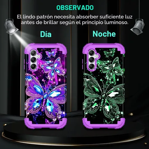 Vista 3 de Hekodonk Funda para Galaxy A15 5G, tres capas de alta resistencia a prueba de golpes, plástico duro+silicona suave, funda protectora de cuerpo Todo