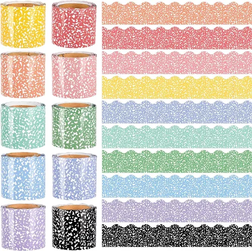 Vista 13 de Borde de anuncios bohemio de 262 pies, 10 rollos, borde bohemio de arco iris para el aula, para tablón de anuncios, decoración de tablero