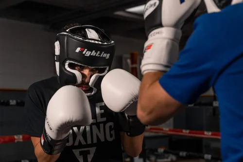 Vista 6 de Fighting Sports S2 Gel Full Training Headgear, Negro/Blanco, Regular