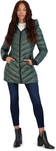 Vista 3 de BCBGMAXAZRIA Womens Metallic Quilted Lightweight Packable Puffer Coat