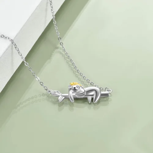 Vista 3 de MONGAS Collar de plata de ley 925 con diseño de girasol perezoso para mujer