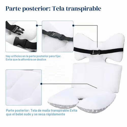 Vista 4 de Forro de asiento de bebé para cochecito, suave y transpirable, cojín universal de malla de aire 3D de algodón para cochecito de bebé
