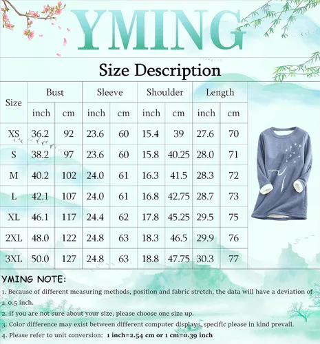 Vista 4 de YMING Sudadera de invierno con forro polar cálido para mujer, talla grande, con cuello redondo