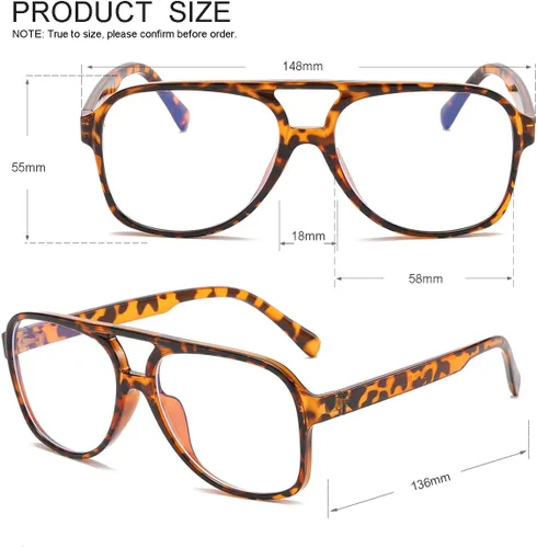 Vista 5 de JOVAKIT Gafas de aviador sin receta para mujeres y hombres, lentes transparentes con montura piloto