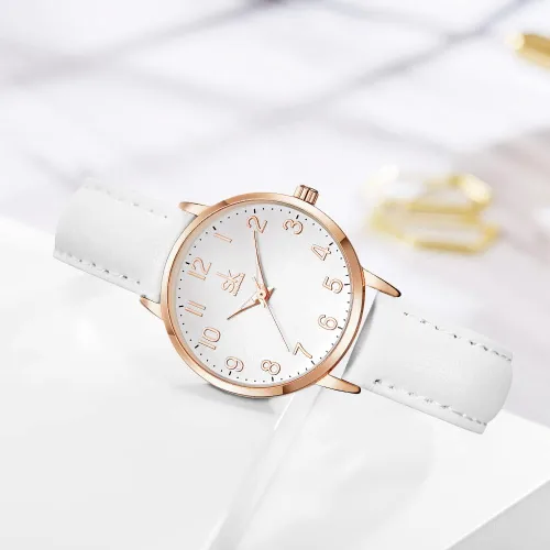 Vista 4 de SHENGKE Women Watches Leather Band Luxury Quartz Watches Girls Ladies Wristwatch Relogio Feminino