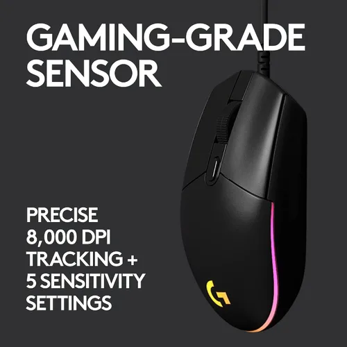 Vista 7 de Logitech G Teclado para juegos Prodigy 213, teclas retroiluminadas LIGHTTSYNC RGB - Negro y mouse para juegos con cable 03, 8,000 DPI, efecto óptico