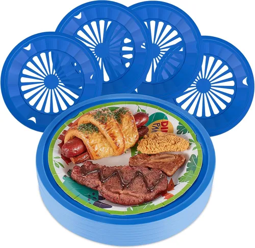 Vista 11 de Tessco for you 12 piezas de soportes reutilizables de plástico para platos de papel de 10 pulgadas, juego de soportes de plástico resistentes