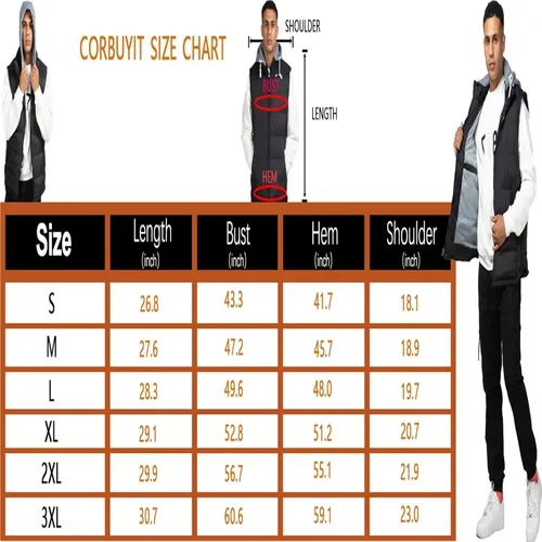 Vista 6 de CorBuyit Chalecos para hombre, chaqueta casual de invierno para hombre