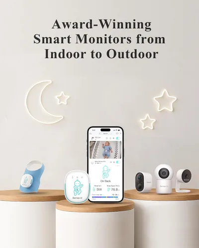 Vista 8 de Sense-U Smart Baby Monitor Pro de largo alcance + cámara PTZ de 2.5K, sin