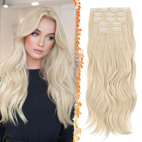 Vista 16 de BARSDAR Extensiones de cabello sintético de 20 pulgadas con clip negro