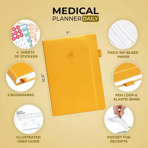 Vista 2 de Clever Fox Planificador médico diario: cuaderno de diario de salud, diario de bienestar y cuaderno de registro de autocuidado, dura 3 meses, 7 x