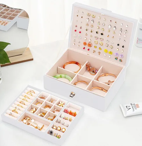 Vista 2 de Joyero para aretes para niñas, collares, anillos, caja organizadora de aretes para niñas, caja organizadora de aretes, caja organizadora de joyas