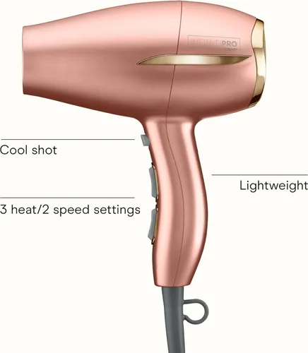 Vista 2 de INFINITIPRO de CONAIR - Secadora de pelo compacta sin encrespamiento, 2 veces más brillo, 3 veces más control de encrespamiento Rosa (Dusty Rose)