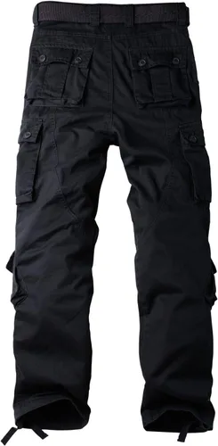 Vista 3 de Pantalones cargo de trabajo para mujer, de algodón, con 8 bolsillos, informal, estilo de combate militar