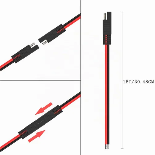 Vista 5 de ELFCULB Cable Conector SAE, 10AWG 1FT 2 Pines Conector Rápido SAE Enchufe de Desconexión para Panel Solar Carro Motocicleta (Paquete de 2)