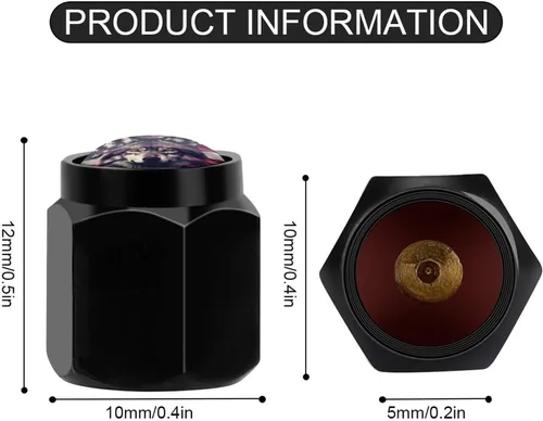 Vista 2 de Wolf - Tapones de válvula de neumático con bandera americana, tapas de válvula de neumático de aluminio negro, cubiertas universales