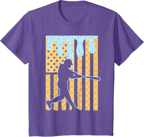 Vista 42 de Camiseta de béisbol Drip Boys Dripping Ice Cream Baseball American Flag, Negro -, Pequeña