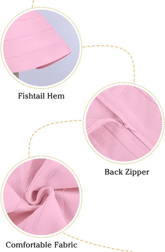 Vista 3 de Maketina - Vestido tipo sirena con tirantes delgados y cuello en V para mujer, vestido debajo de la rodilla, ajustado estilo vendaje, ideal