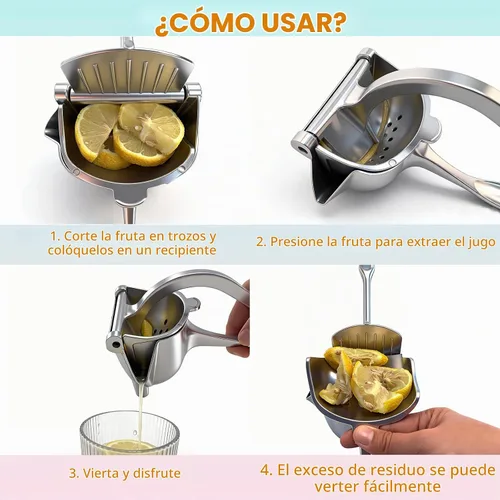 Vista 3 de Exprimidor manual y exprimidor de limón, exprimidor de cítricos de aluminio resistente de 0.6L, prensa de naranja, extractor de jugo de mano fácil